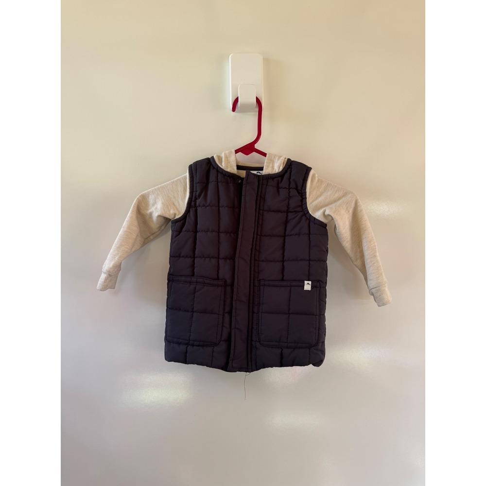 Tommy Bahama Boys Quilted Puffer Vest Hoodie Jacket Navy Blue 2T